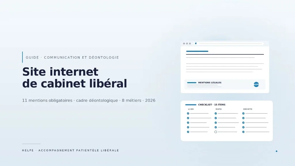 Site internet de cabinet libéral : mentions légales, checklist LCEN RGPD déontologie et cadenas RGPD